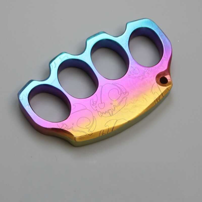 Titanium Knuckles Duster – CNC Machined Rainbow Anodized EDC Hand Rest