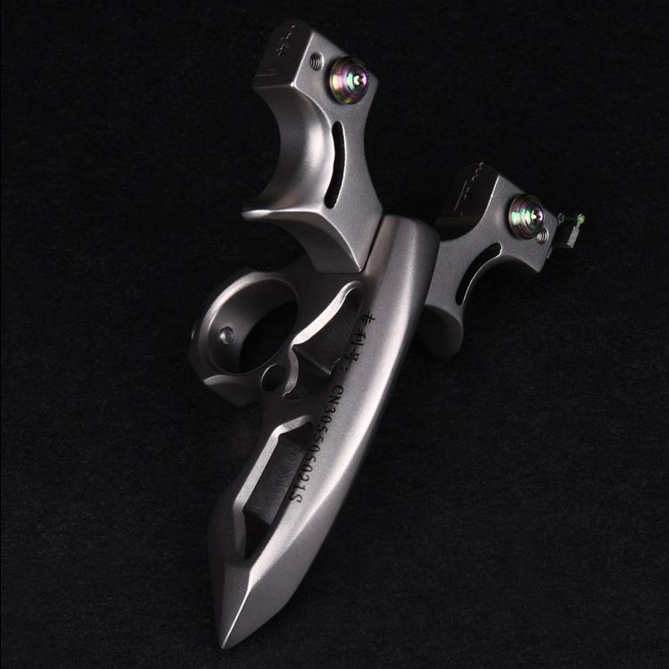 404C Stainless Steel Spiked Ring Slingshot - 3-in-1 EDC Multi-Tool