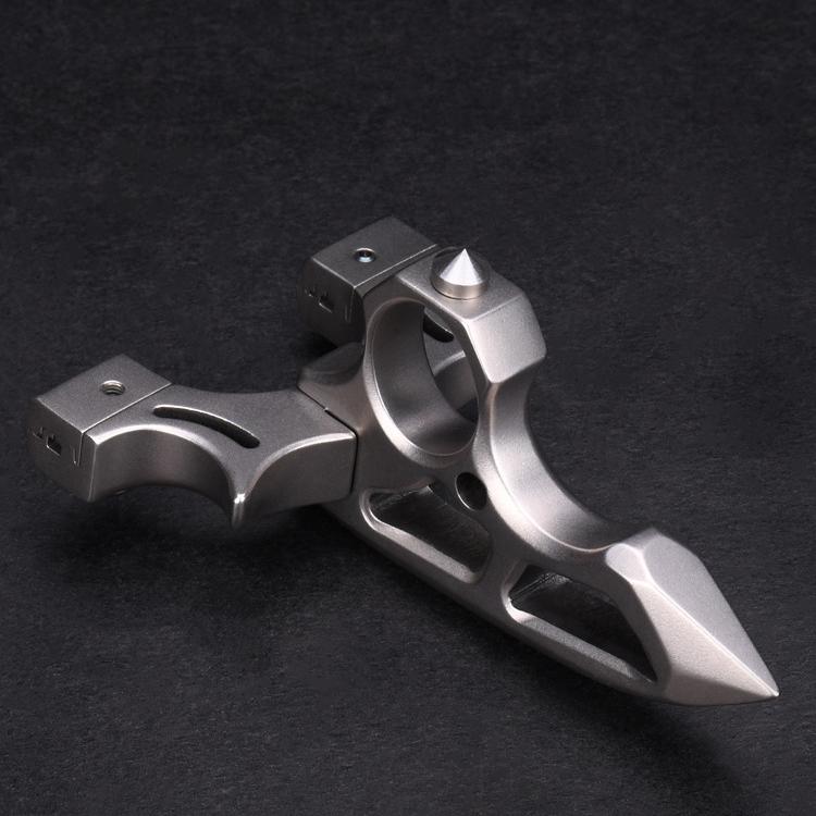 404C Stainless Steel Spiked Ring Slingshot - 3-in-1 EDC Multi-Tool