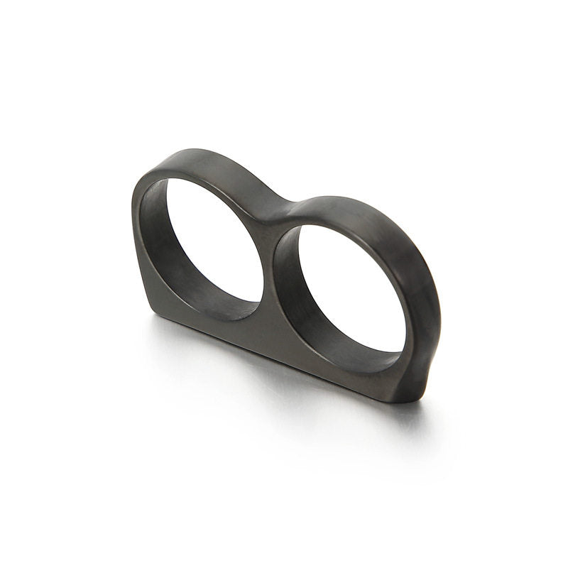 Self Defense Knuckles – Titanium Steel Double Finger Ring Minimalist EDC Jewelry