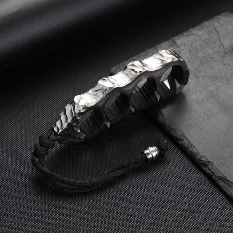 Brass Knuckles Titanium Hand-Hammered Crater CNC One-Piece Self-Defense EDC Knuckle Duster