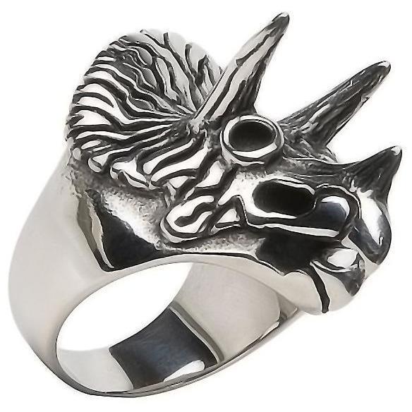 Triceratops 316L Stainless Steel Spiked Self Defense Ring