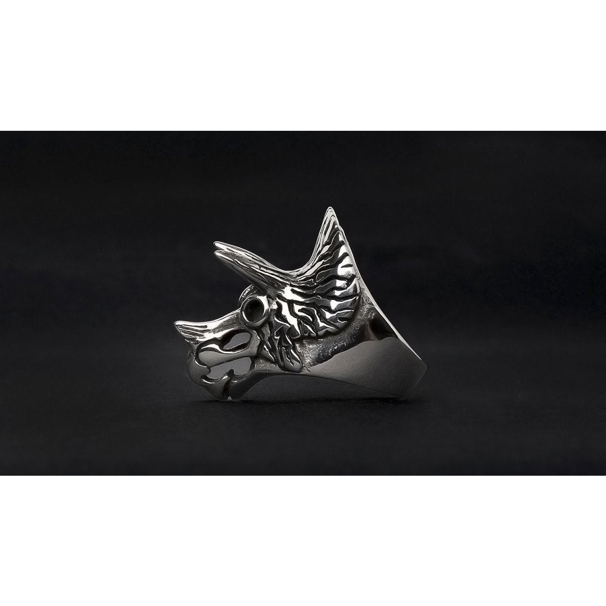 Triceratops 316L Stainless Steel Spiked Self Defense Ring