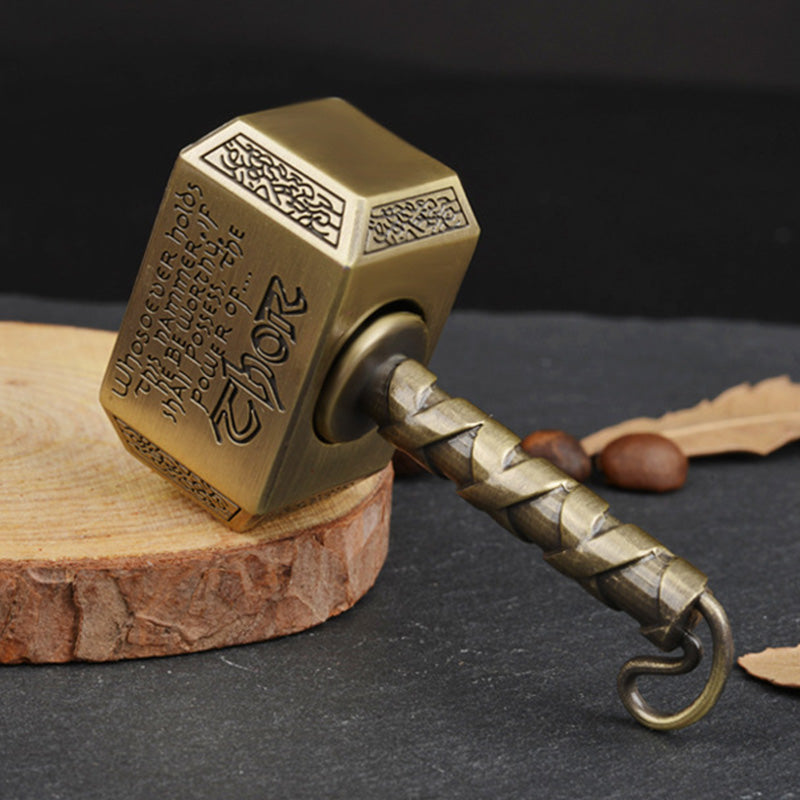 Thor's Spin Heavy Metal Fidget Spinner - Thor's Hammer Design with Ratchet Click EDC