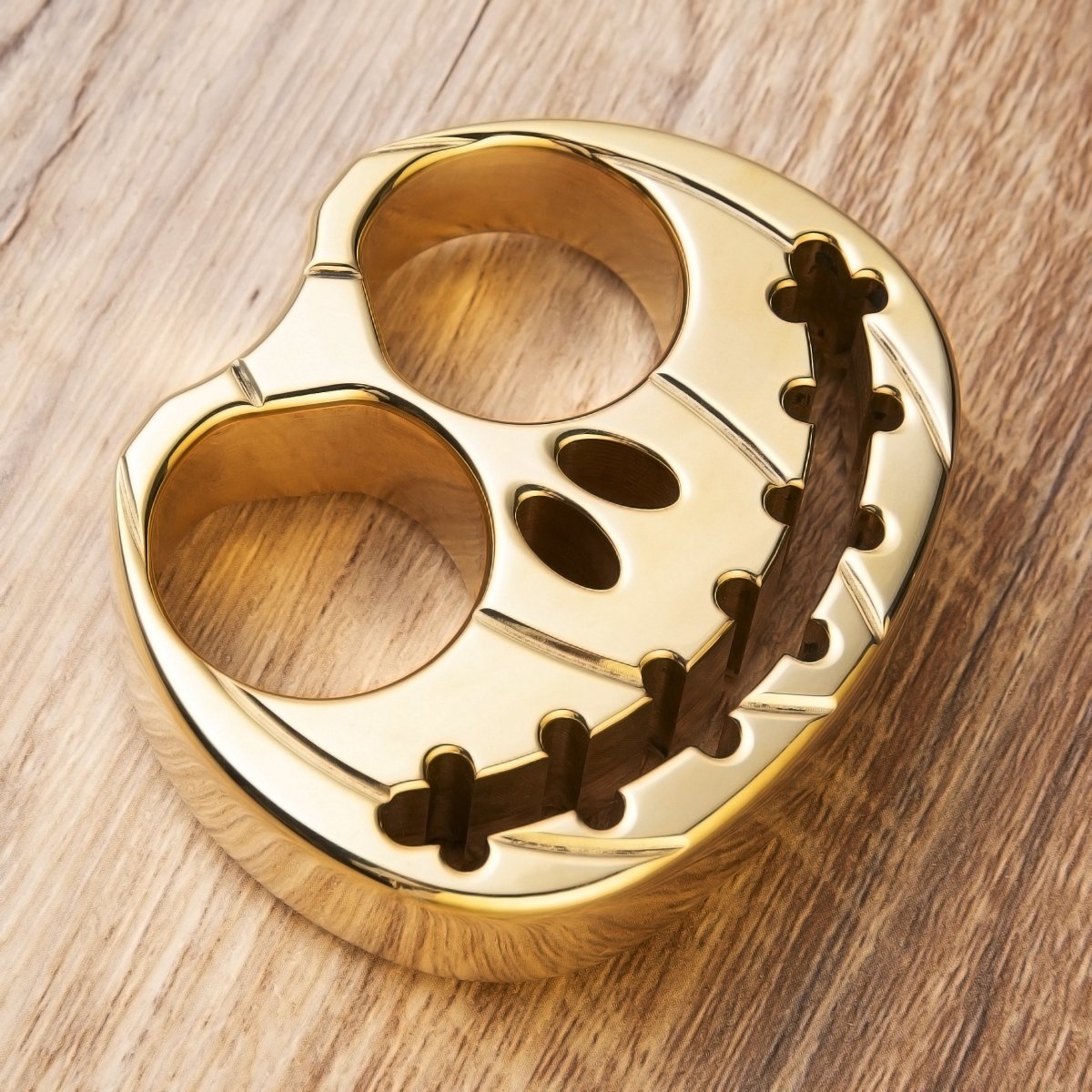 Full Brass Pumpkin Face Two Finger Brass Knuckles