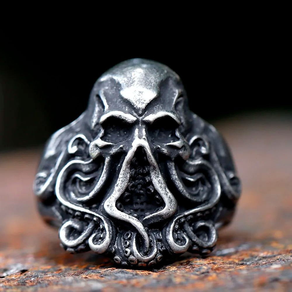 Skull Ring – Gothic Octopus Tentacle Punk Dark Nautical Statement