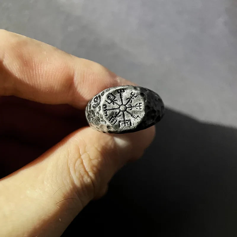 Viking Compass Ring – Vegvisir Open Band Adjustable Gothic Punk Vintage