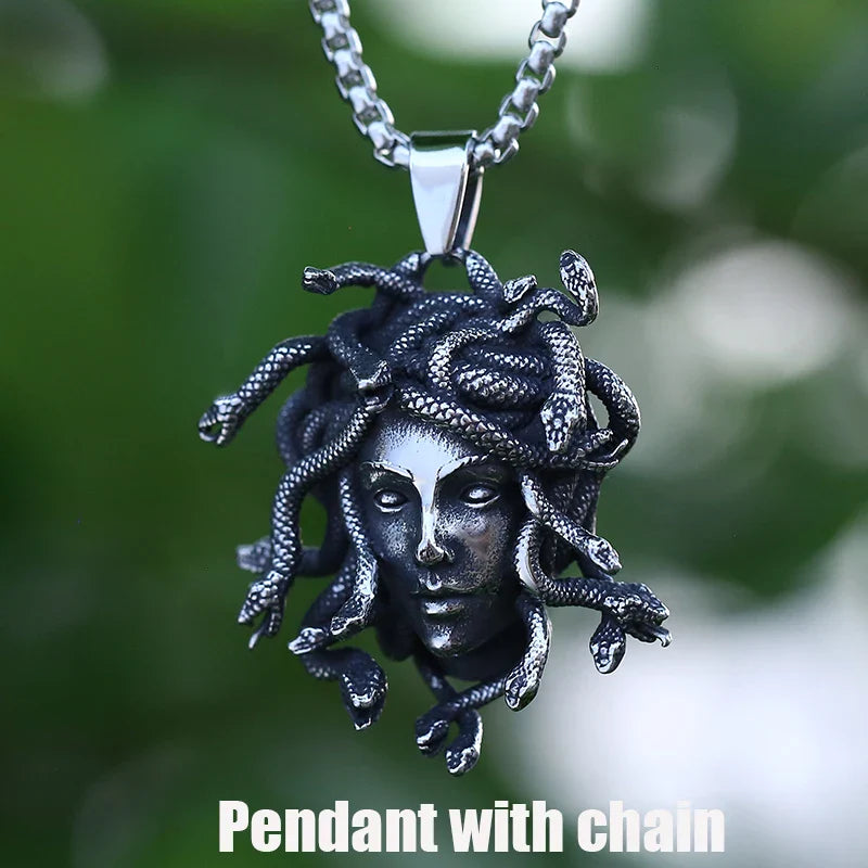 Gothic Necklace – Gorgon Medusa Wrath Pendant 316L Stainless Steel Dark Statement