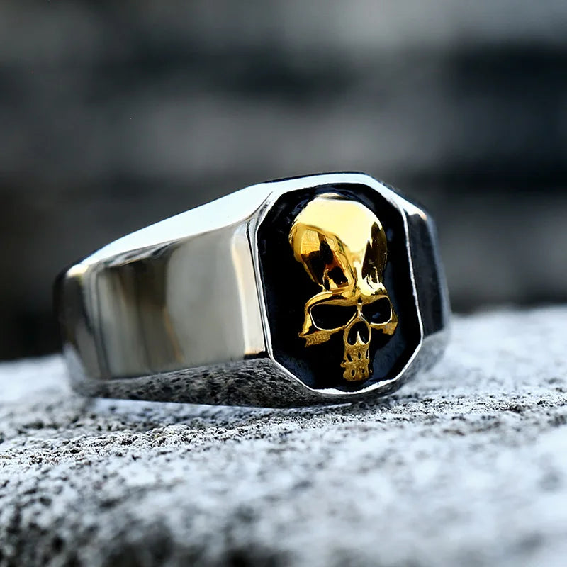 Skull Rings for Men – Gothic Emblem Biker Punk Rock Gold Silver Statement