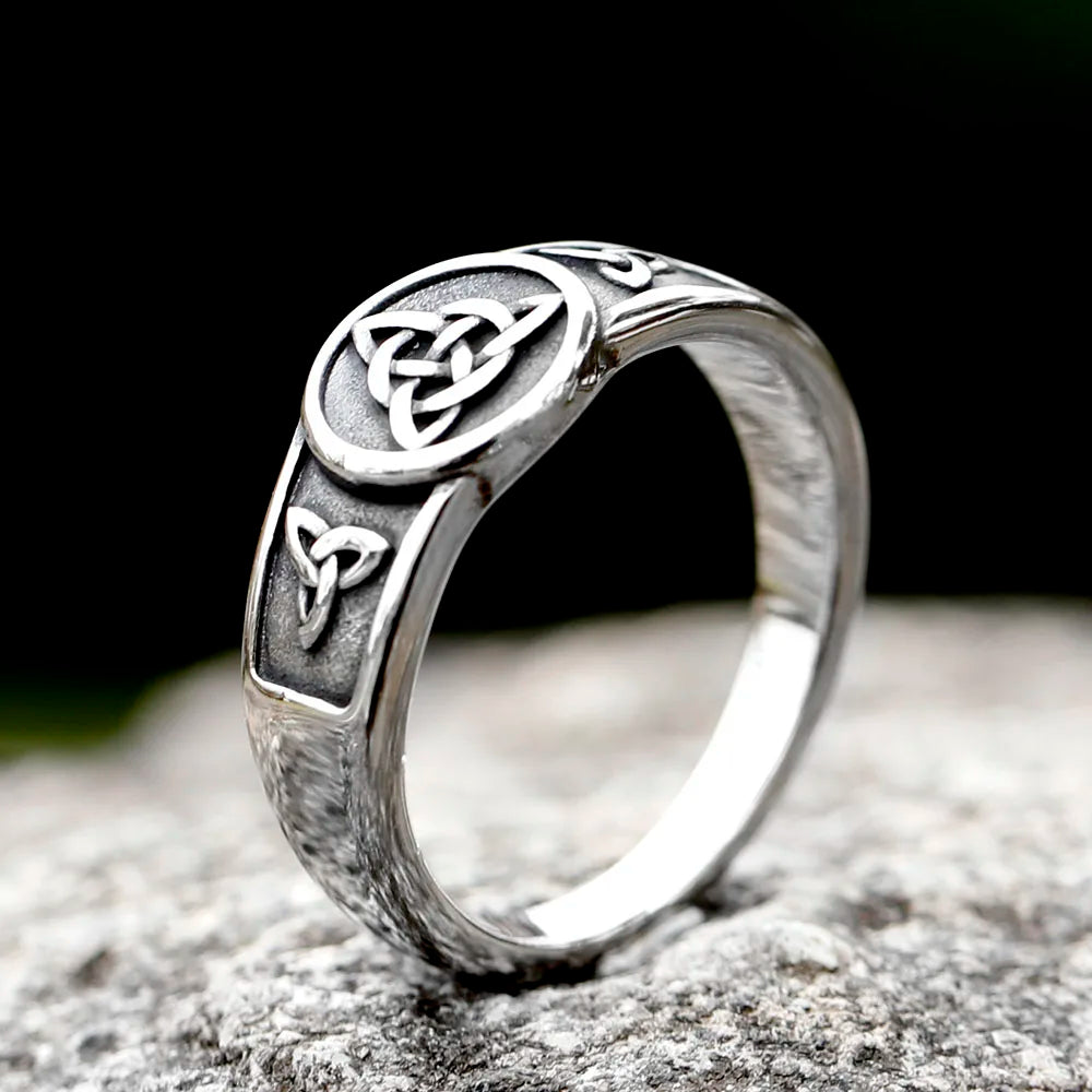 Celtic Ring – Enchanted Witch Knot 316L Stainless Steel Wiccan Gothic Amulet Ring for Men Women