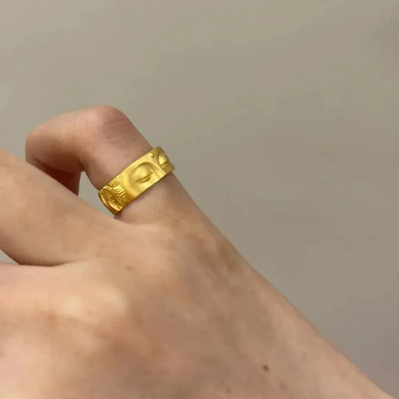 Buddha Ring – Speak No Evil Half Face Gothic Spiritual Statement