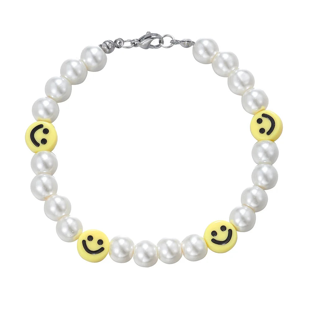 Pearl Bracelet – Smiley Face Handmade Cute Y2K Statement