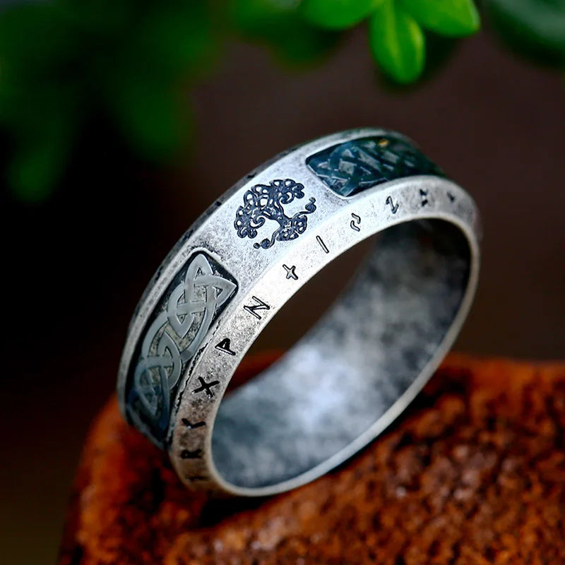 Viking Ring Stainless Steel – Tree of Life Celtic Rune Norse Mythology Ring