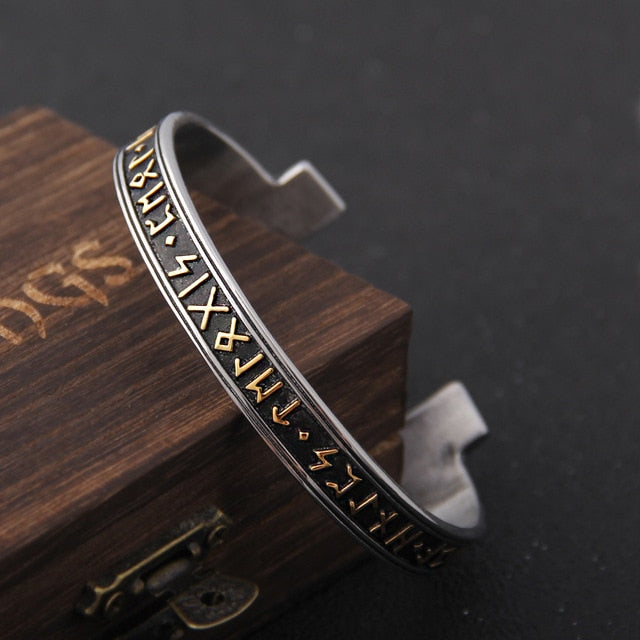 Viking Bracelet – Ancient Rune Cuff Norse Gothic Biker Statement Bangle