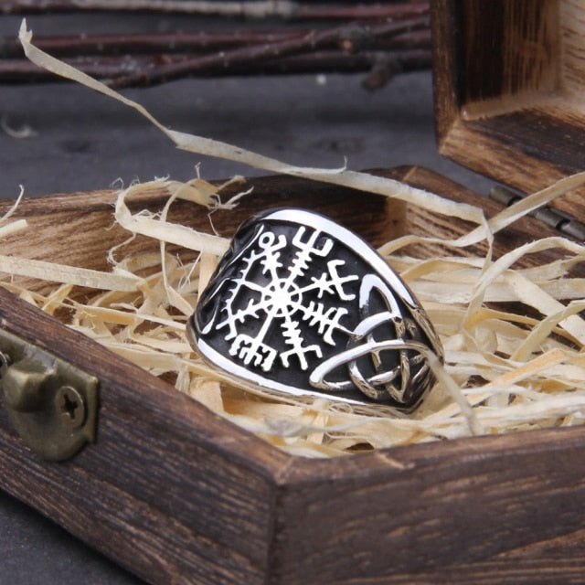 Viking Compass Ring – Vegvisir Norse Rune Gothic Symbol Band
